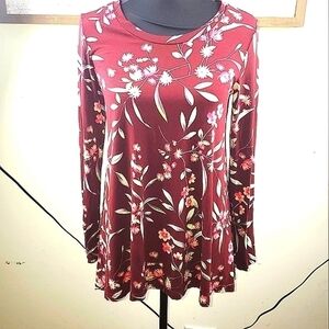 Women's Floral Print long sleeve fall shirt Size Medium